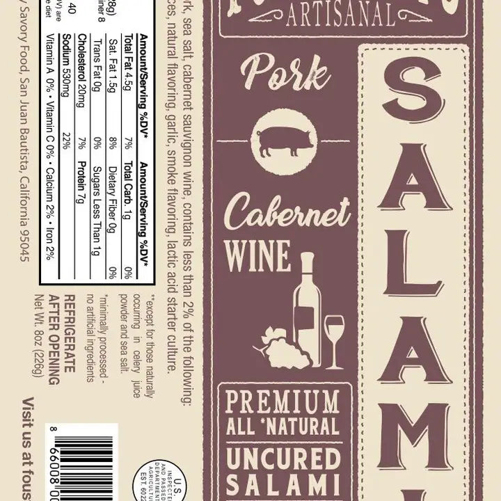 Foustman's All-Natural Uncured Salami - 8oz