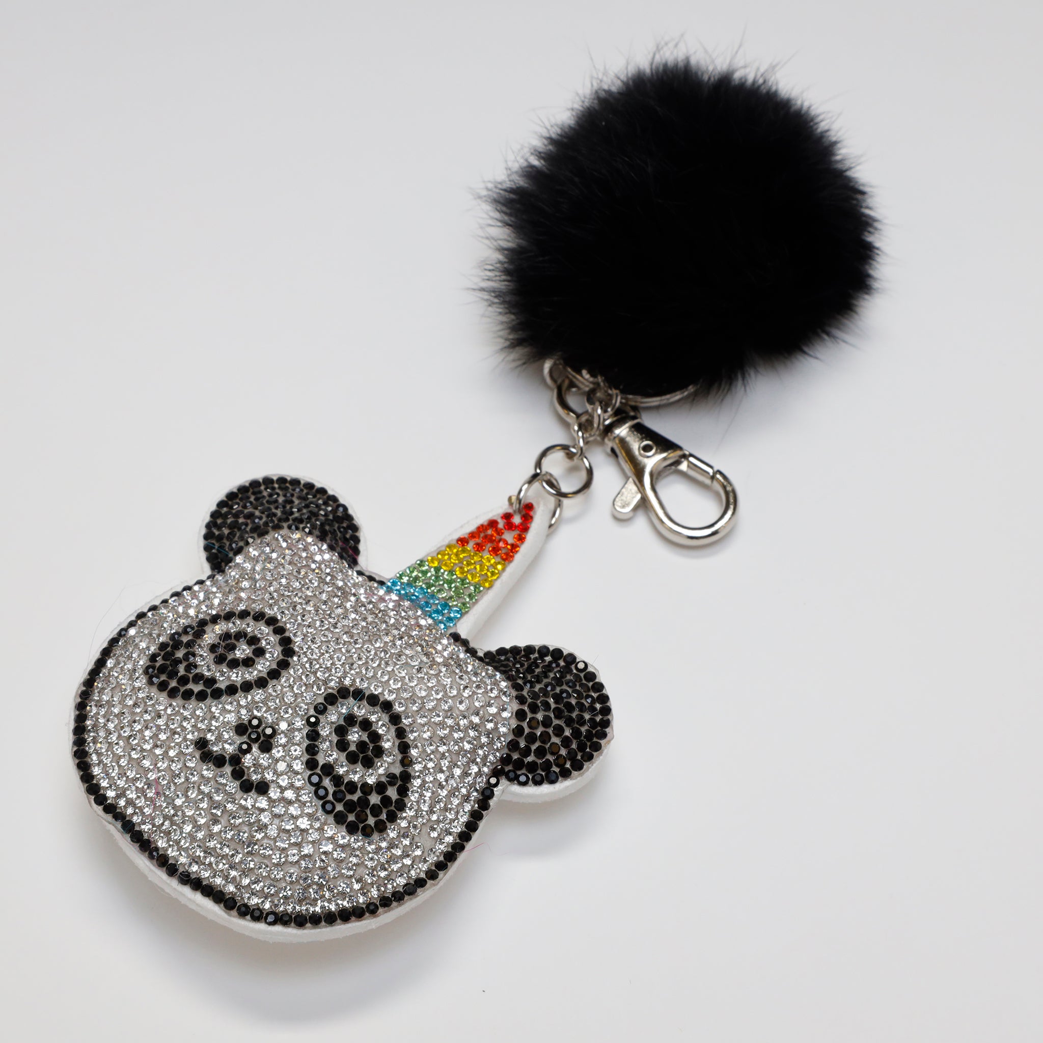 Panda Crystal Pom-Pom Keychain