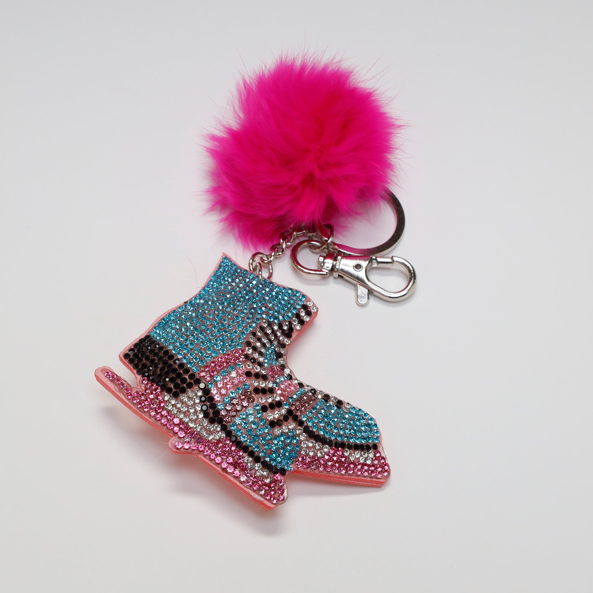 Ice Skates Crystal Pom-Pom Keychain