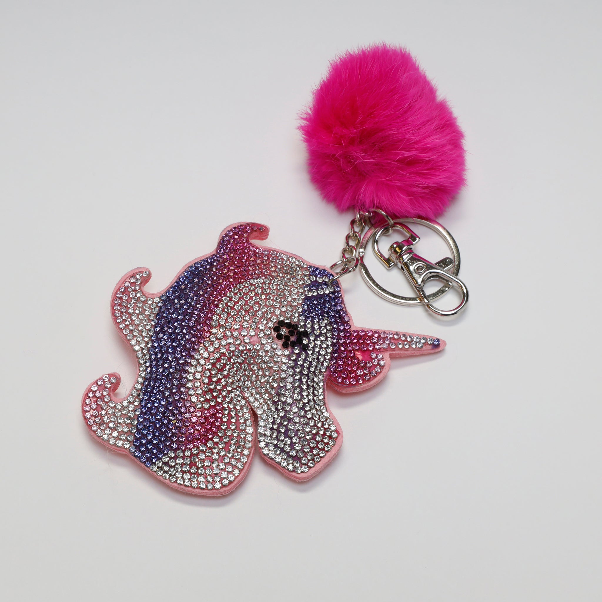 Unicorn Crystal Pom-Pom Keychain