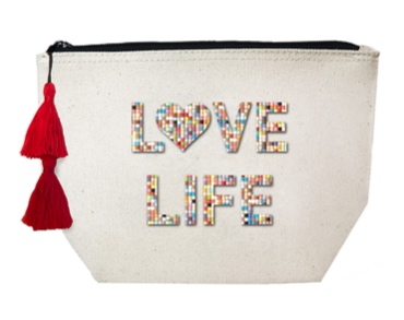Love Life Confetti Beaded Cosmetic Case