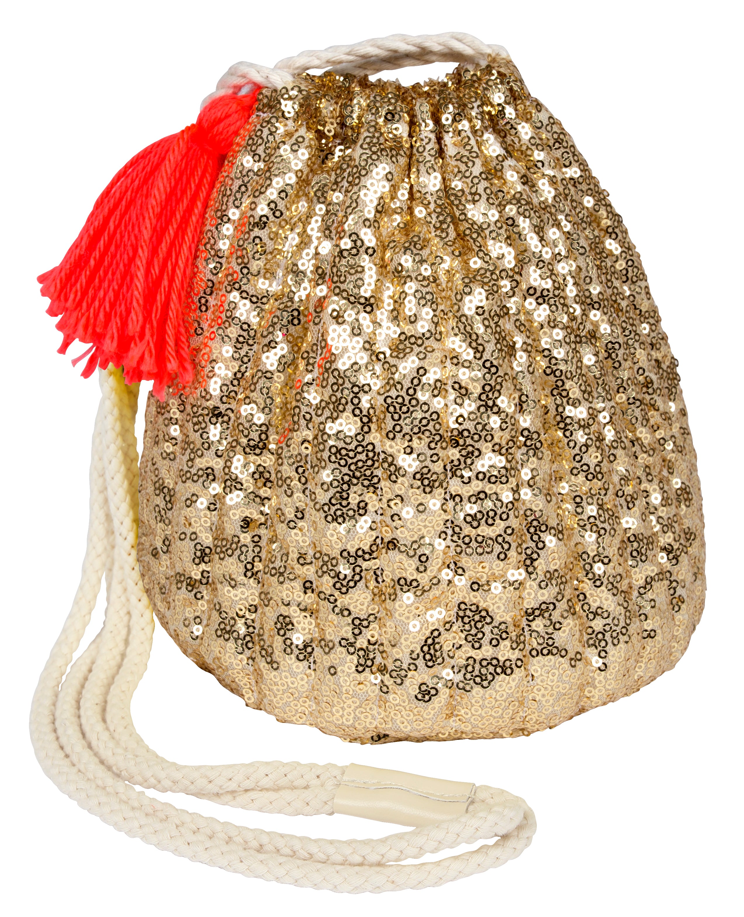 Gold Sequin Drawstring Bag