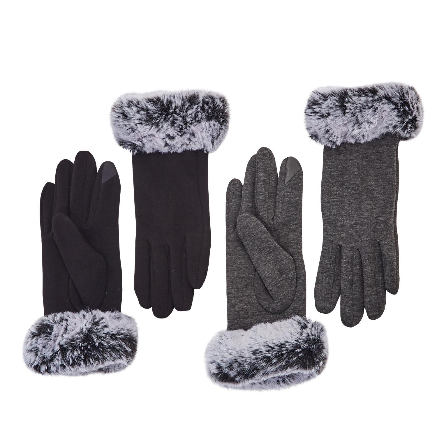 Faux Fur Trimmed Gloves