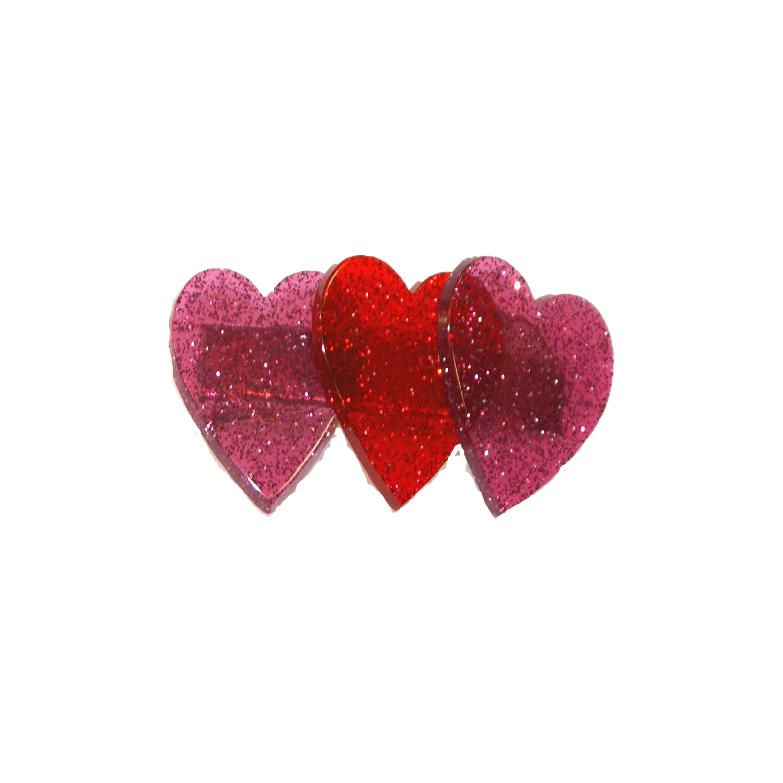 Acrylic Glitter 3 Heart Clip