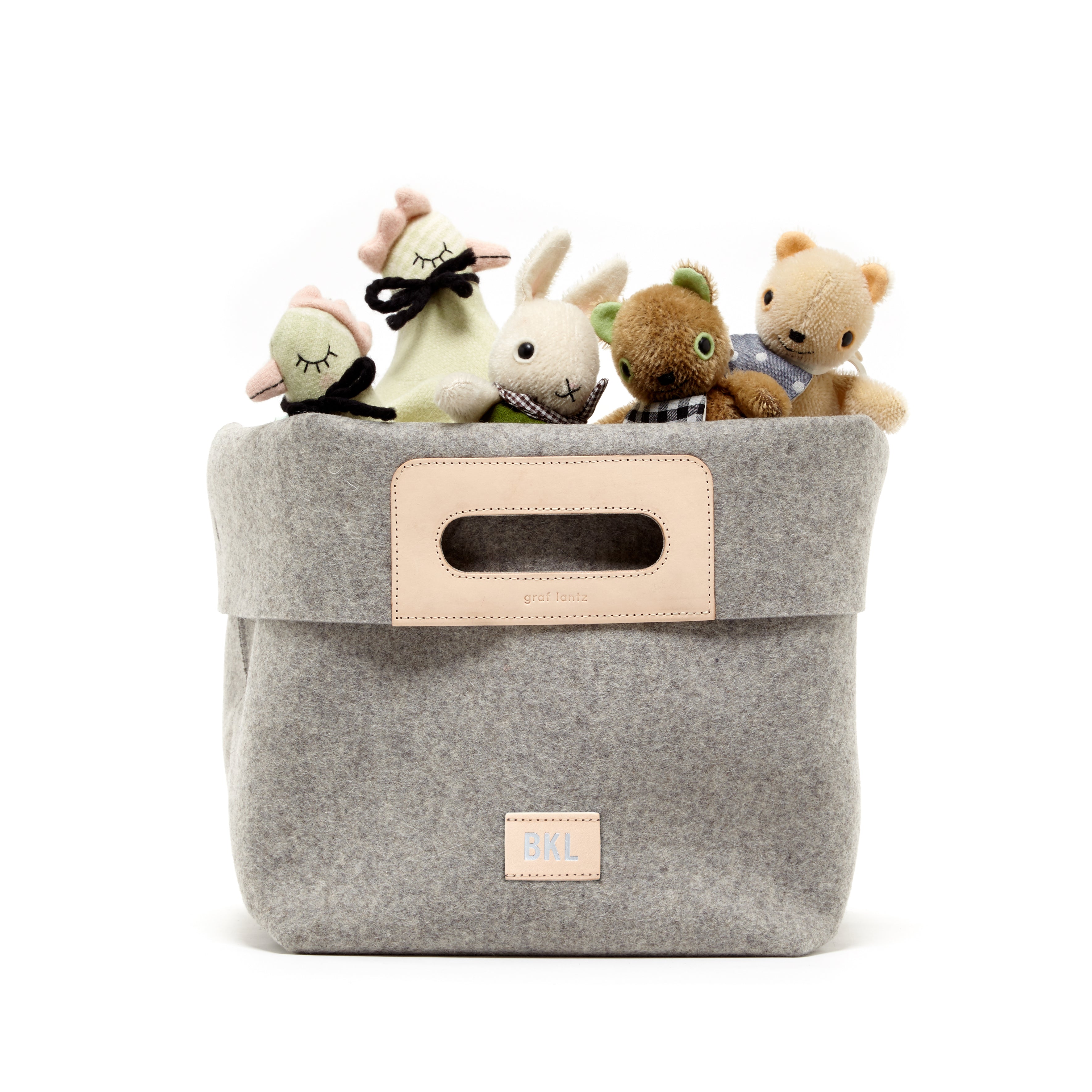Korb Tote Bin Granite Felt Natual Leather