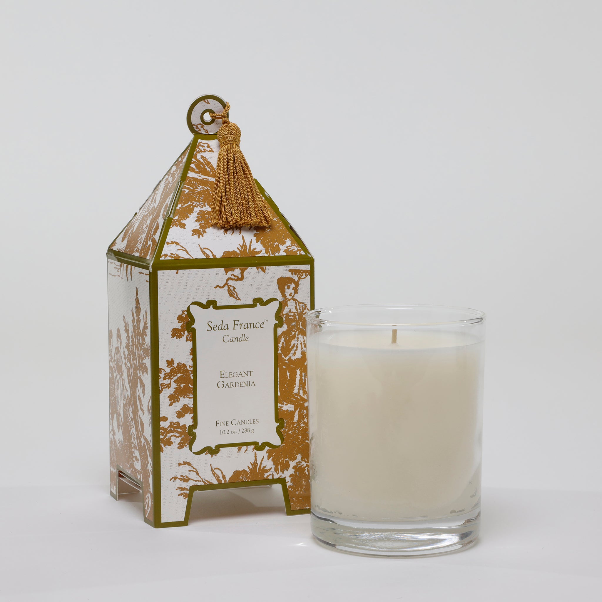 Elegant Gardenia Classic Toile Pagoda Box Candle