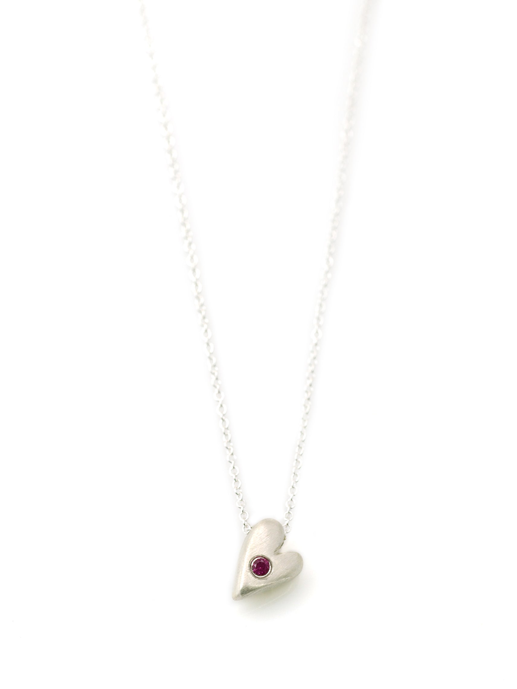 Tiny Heart Ruby Stud Necklace