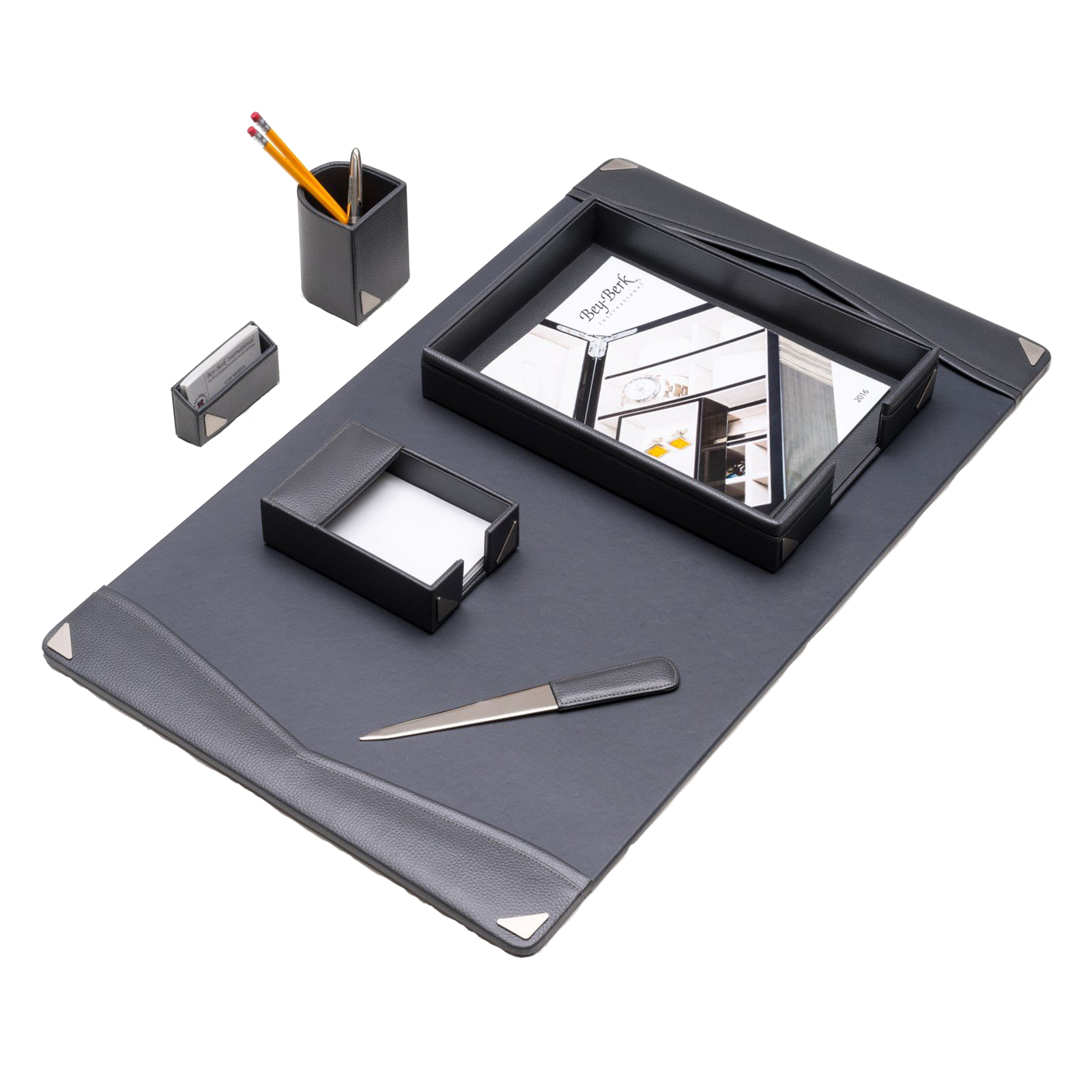 6 Piece Leather Desk Set