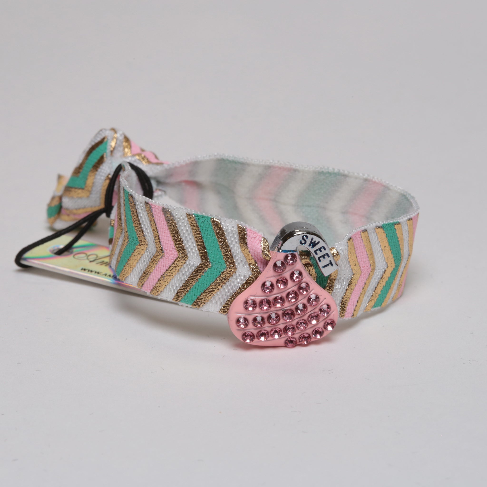 Embellished Pink Sweet Kiss Charm w Elastic