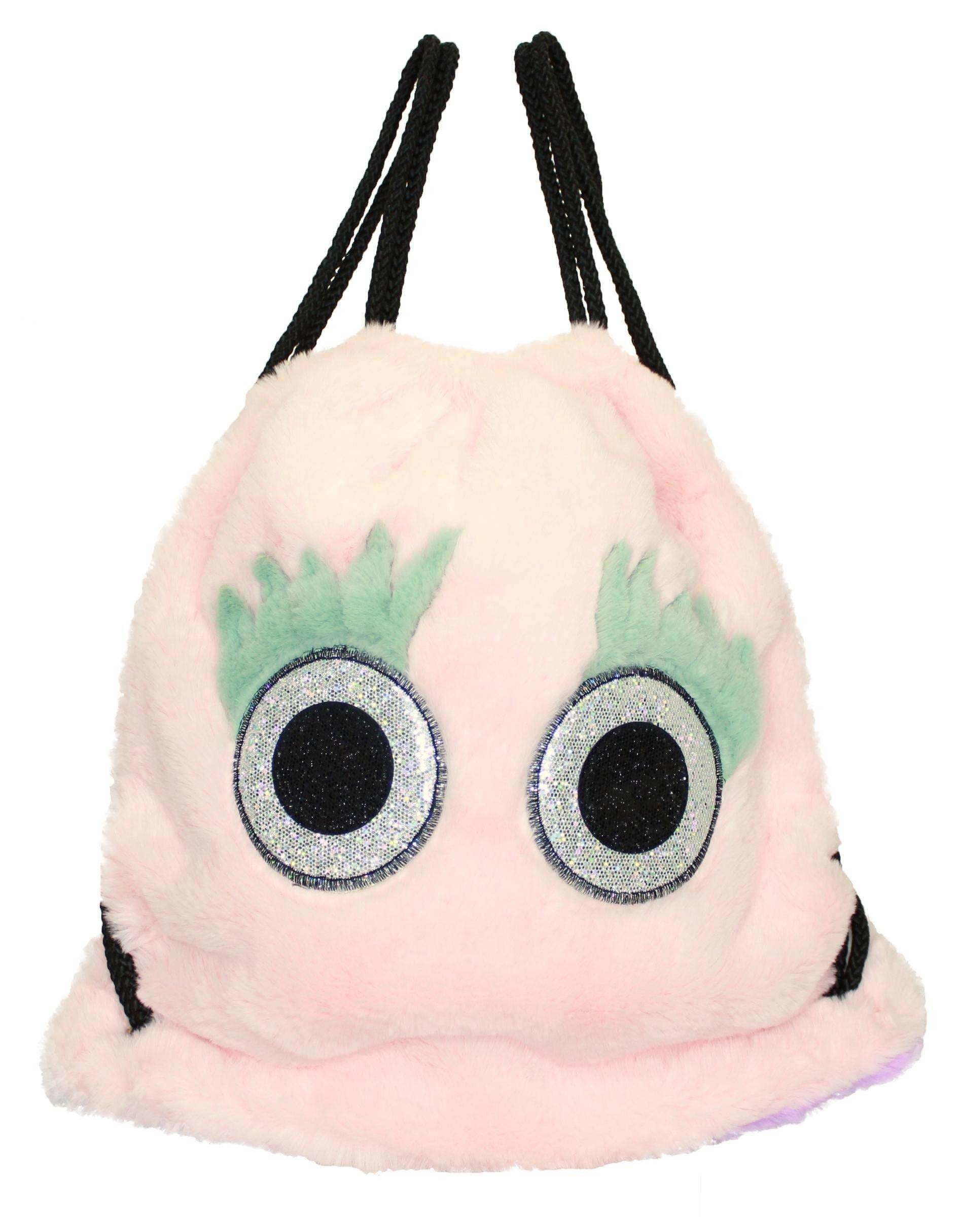 Glitter Eye Furry Drawstring Backpack
