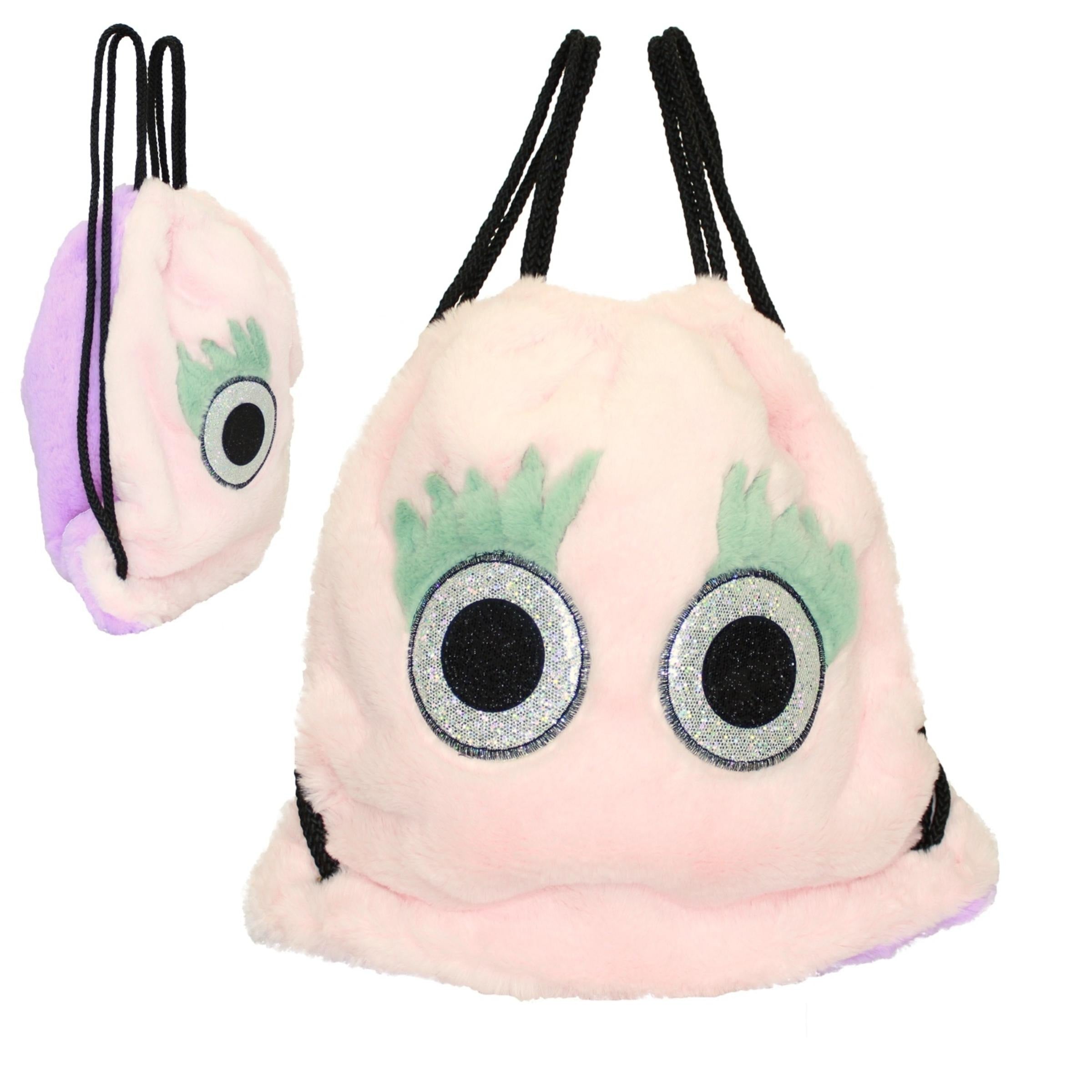 Glitter Eye Furry Drawstring Backpack