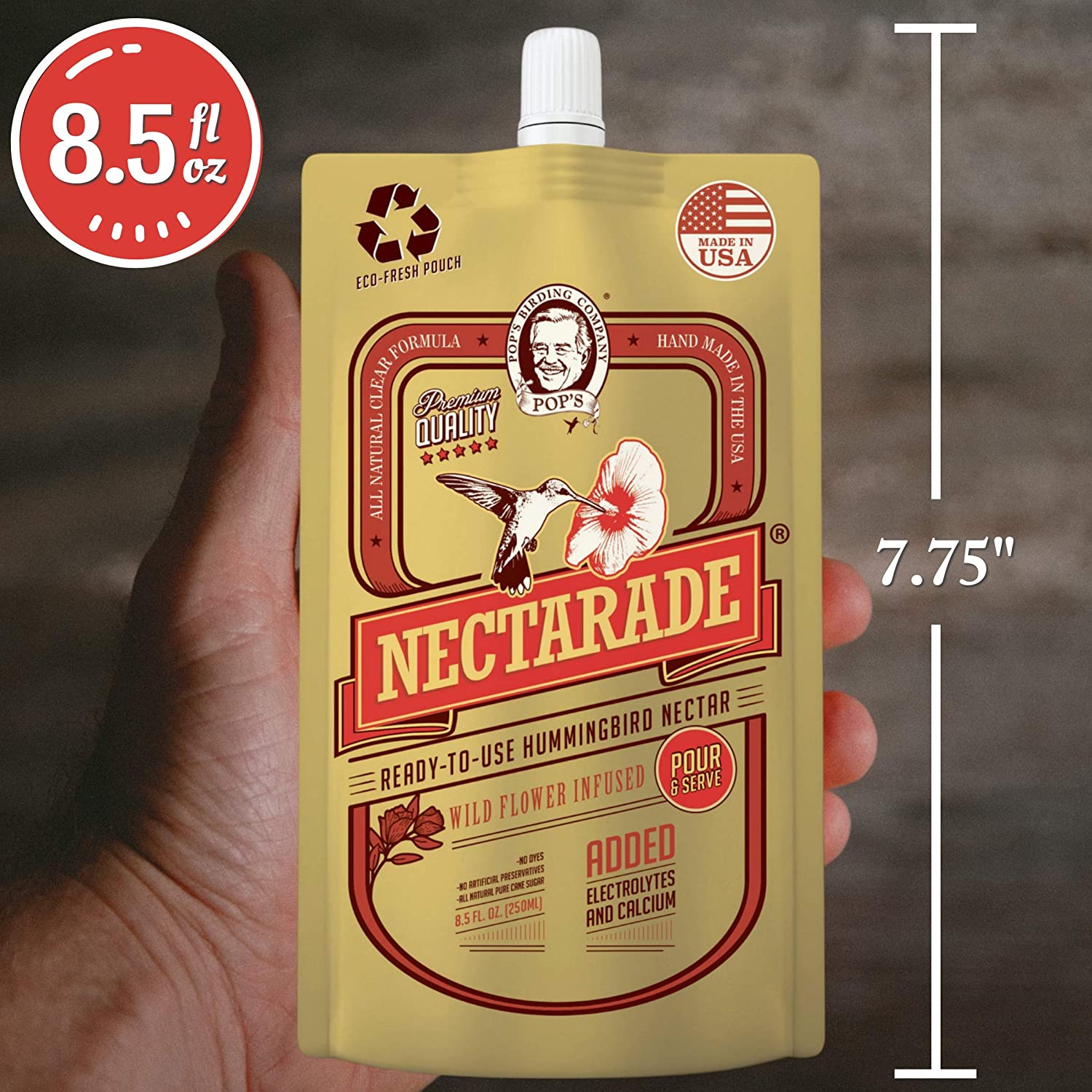 POP'S Nectarade Hummingbird Nectar, Ready to Use Humming Bird Nectar (8.5oz)
