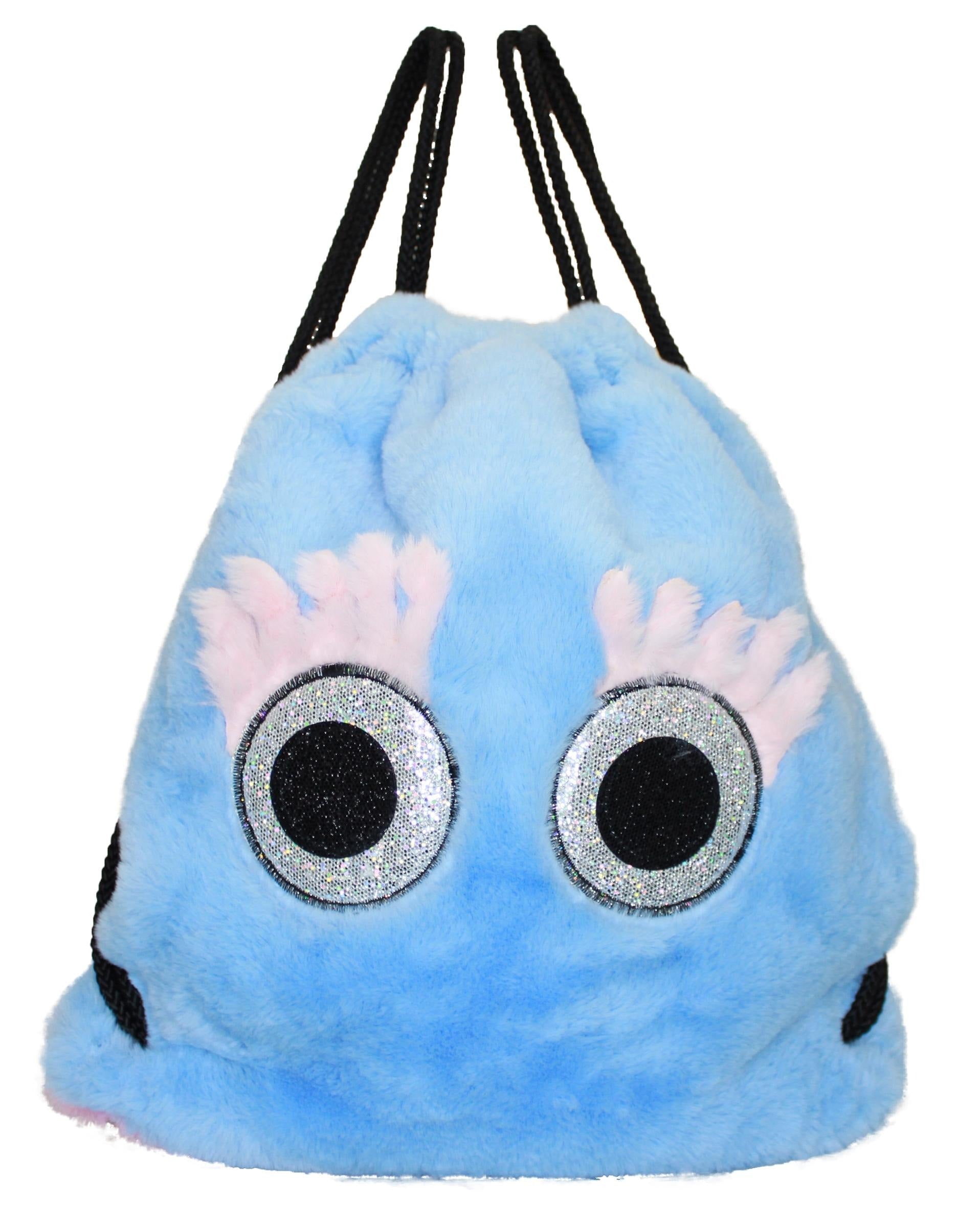 Glitter Eye Furry Drawstring Backpack