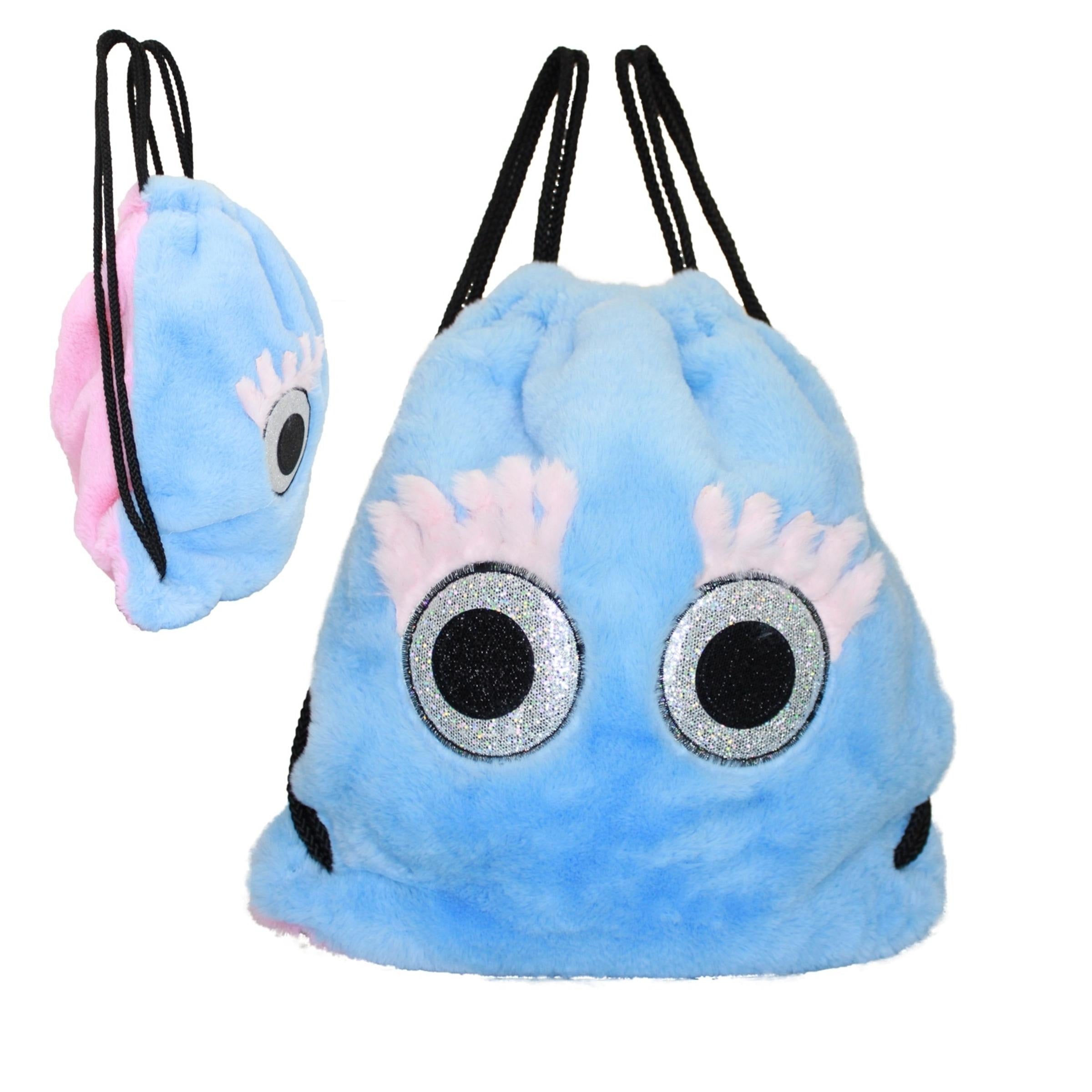 Glitter Eye Furry Drawstring Backpack