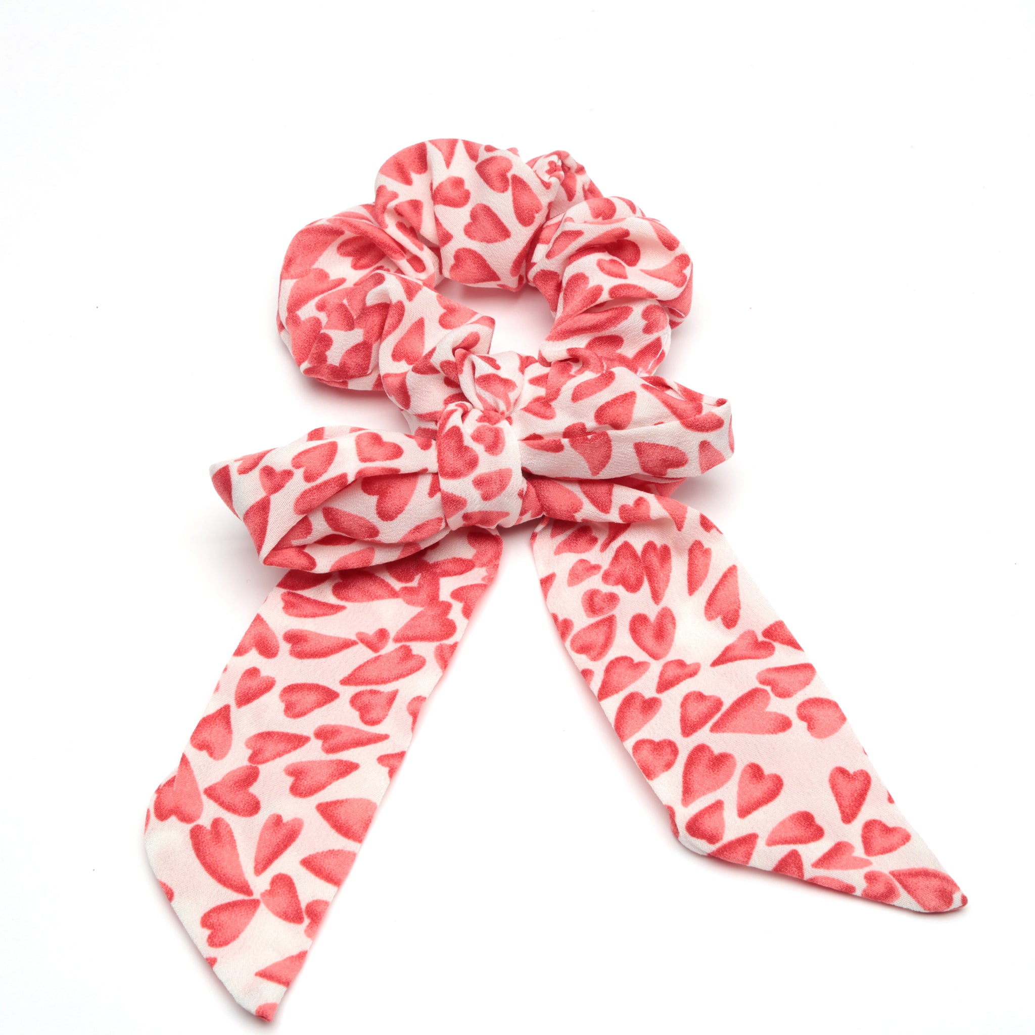 Ribbon Scrunchie with Small Hearts