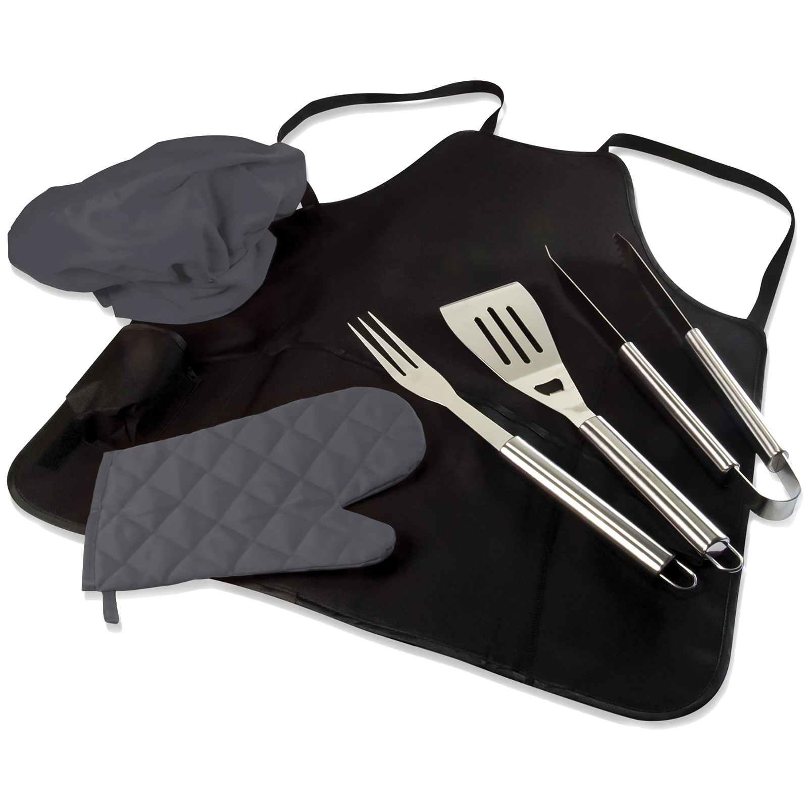 Apron Tote Pro w/Brushed Steel BBQ Tools