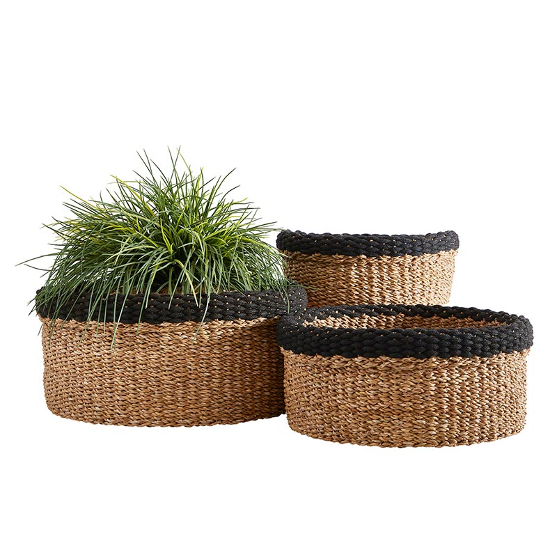 Black Rim Cylinder Basket Set