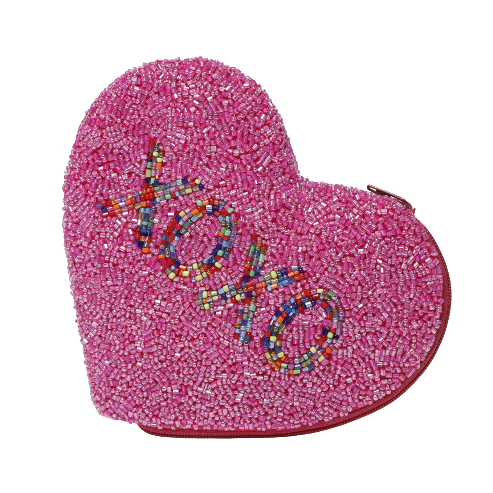 Beaded XOXO Heart Shaped Coin Purse