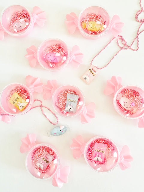Hard Candy & Chocolate Chip Bunny Necklace in Trinket Box