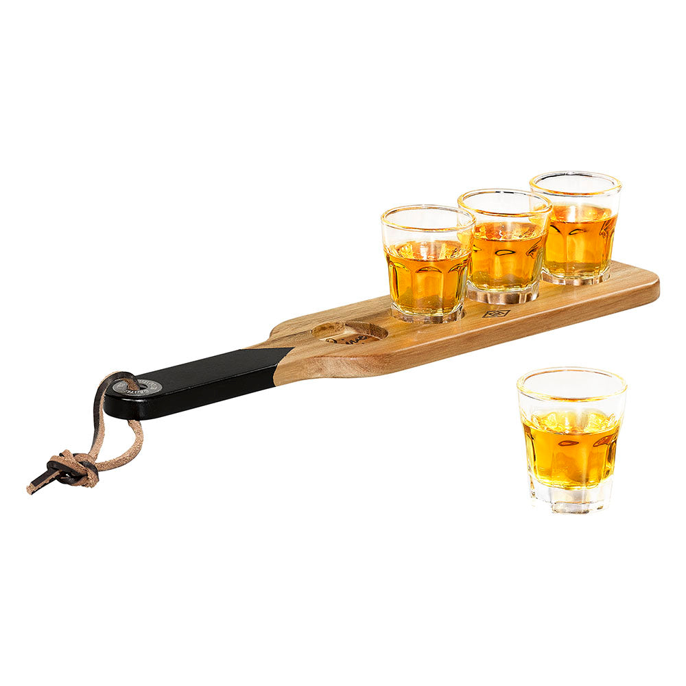 Serving Paddle and Shot Glasses
