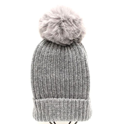 Chenille Pom Pom Hat