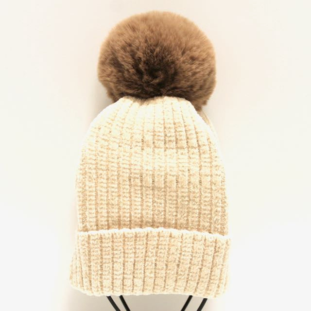 Chenille Pom Pom Hat