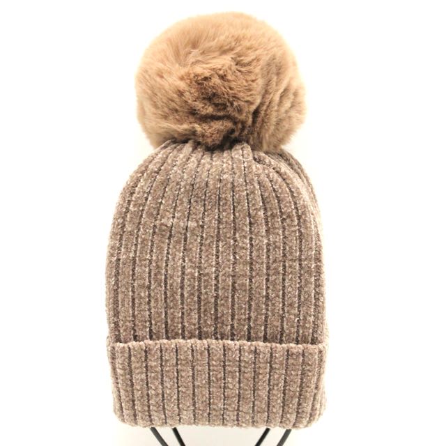 Chenille Pom Pom Hat