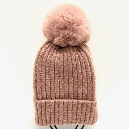 Chenille Pom Pom Hat