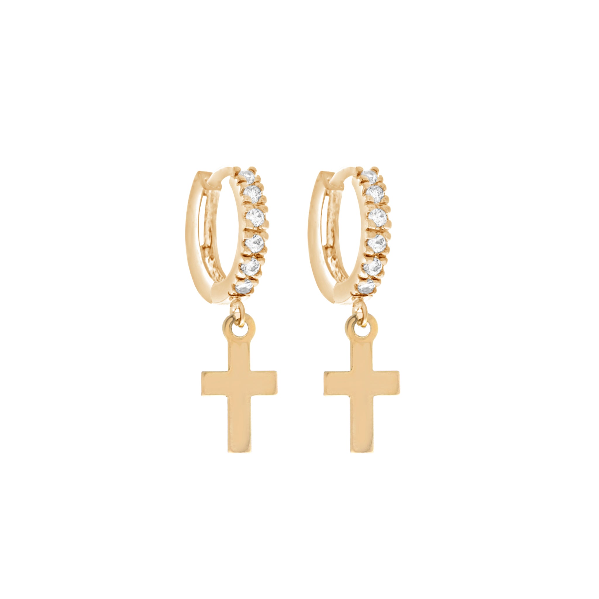 Cross Mini Hoops : Gold