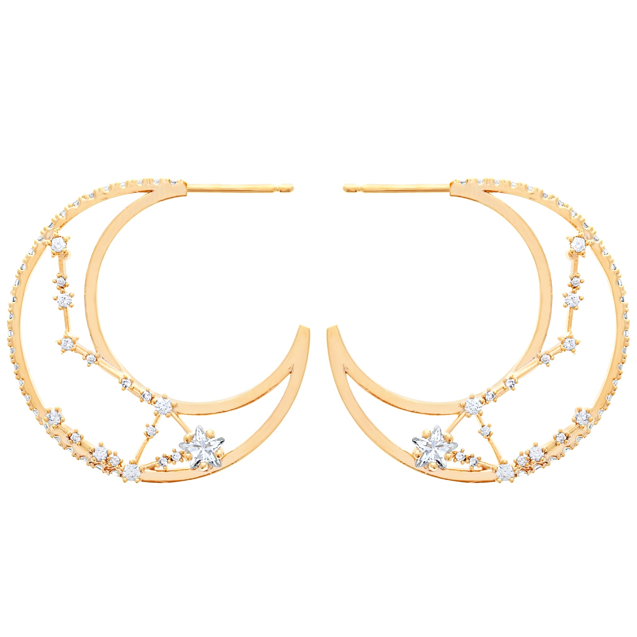 Zodiac Moon Constellation Hoops : Gold
