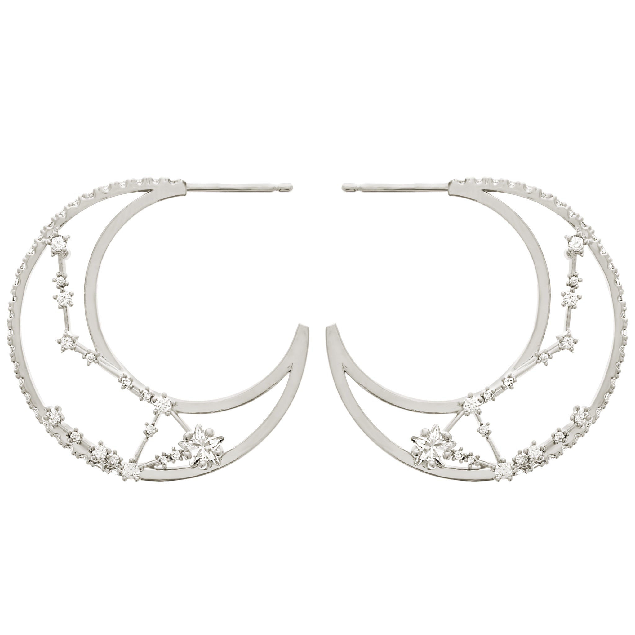 Zodiac Moon Constellation Hoops : Silver