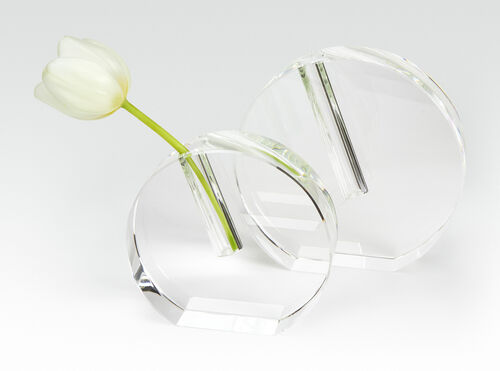 Crystal Glass Rd. Flat Bud Vase Small