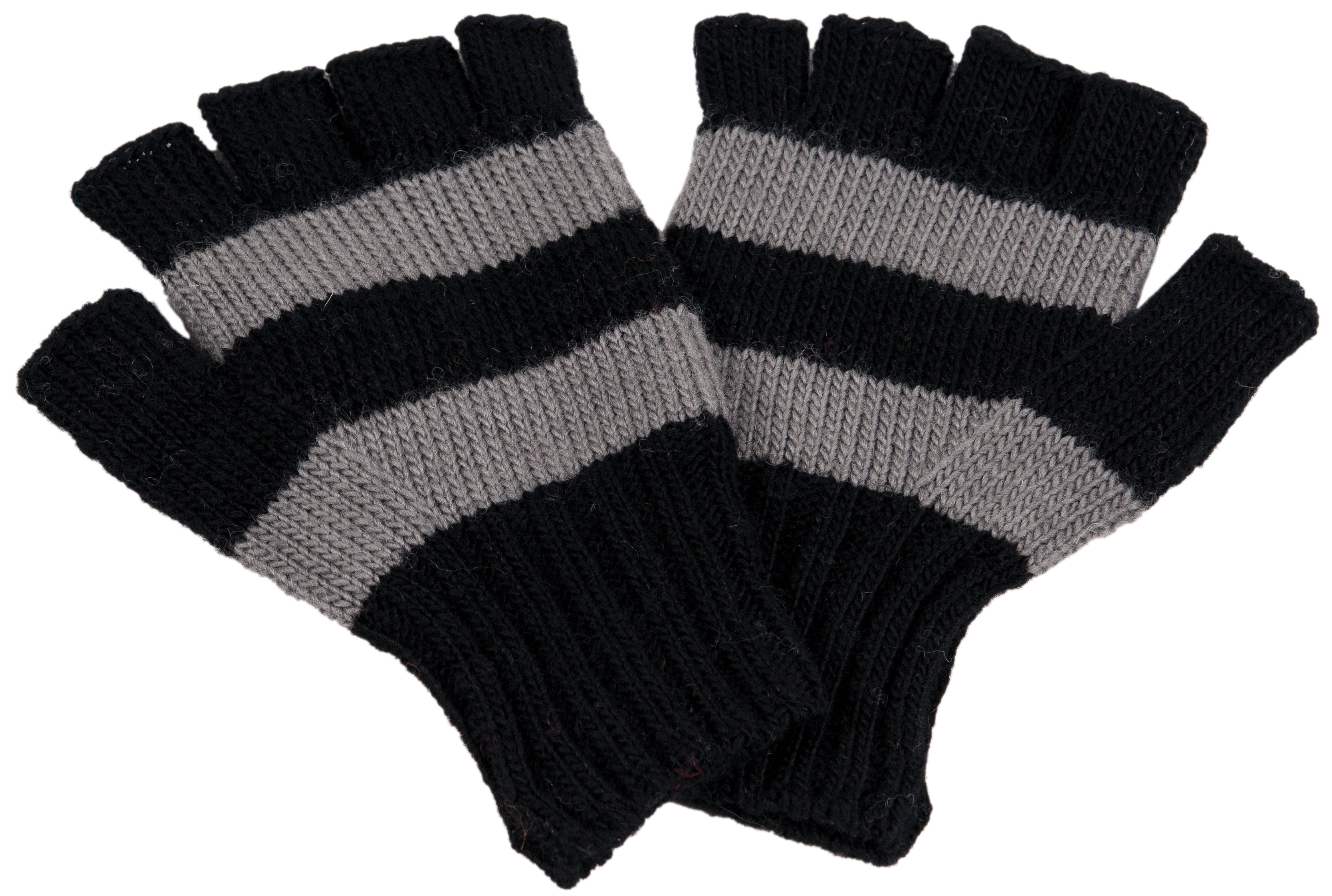 Striped and Solid Fingerless Gloves