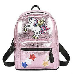 Mini Unicorn and Stars Metallic Backpack
