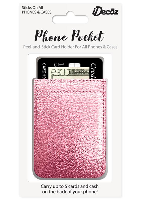Rose Gold Faux Leather Phone Pocket