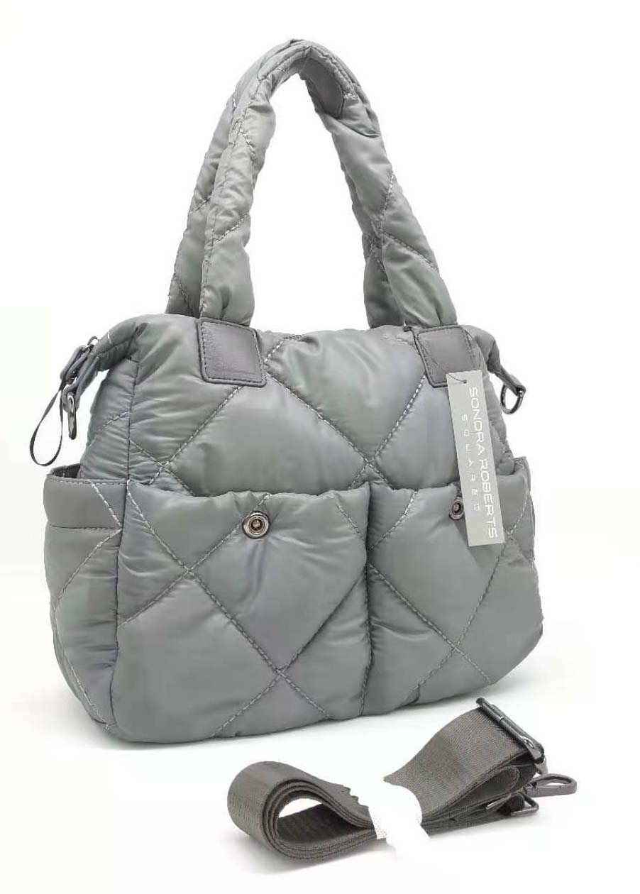 Quilted Nylon Satchel with Web Strap