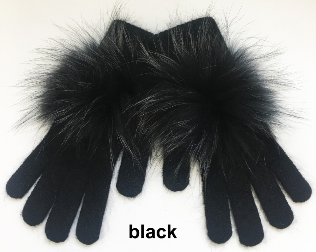 Pom Pom Angora Gloves