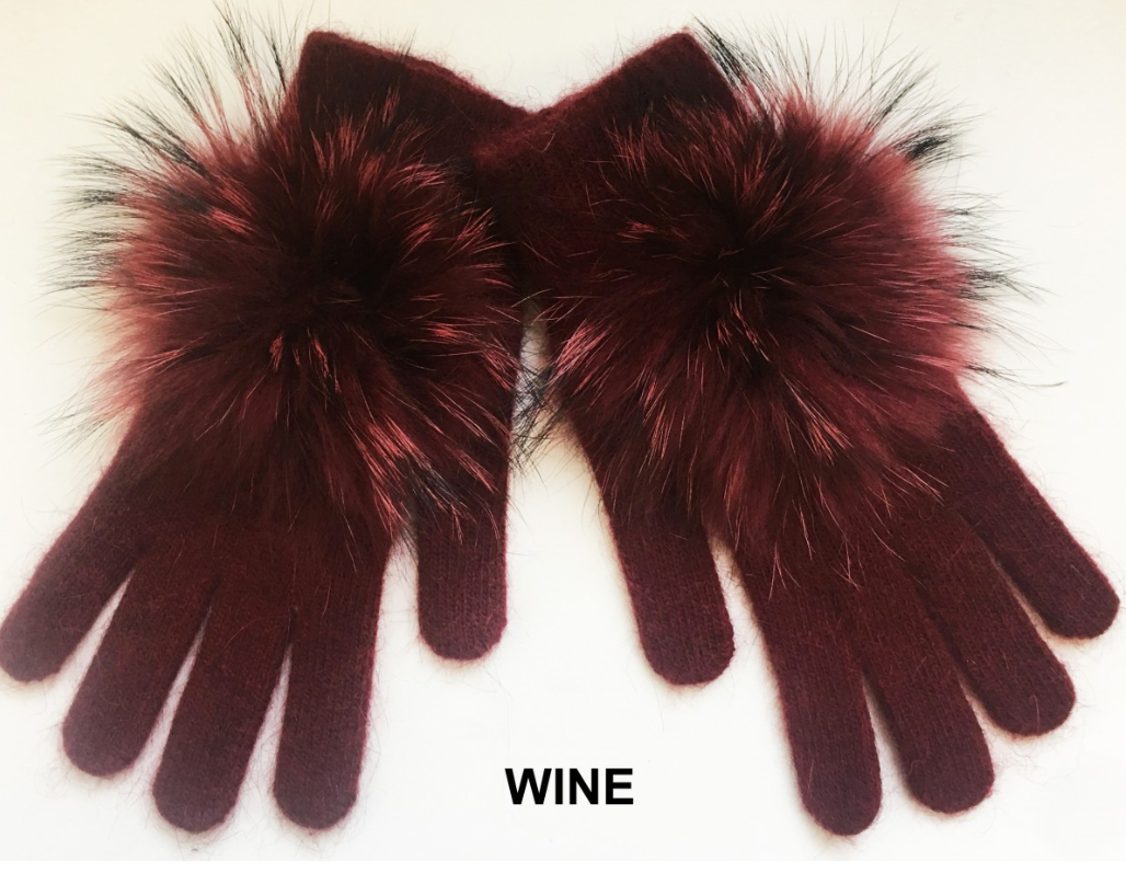 Pom Pom Angora Gloves