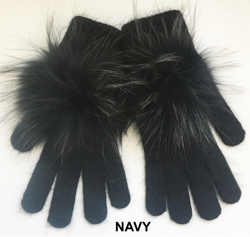 Pom Pom Angora Gloves