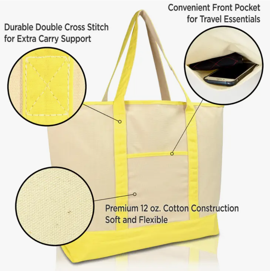 22" Open Top Heavy Duty Deluxe Tote Bag Outer Pocket