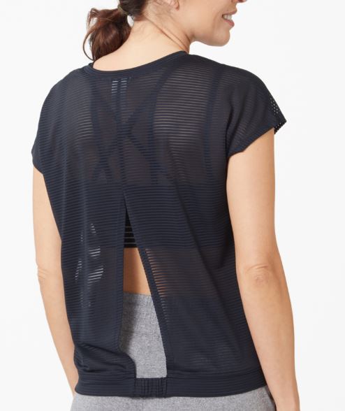 Sheer Stripe Openback V-neck