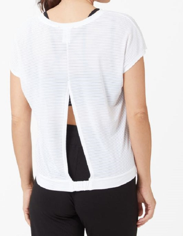 Sheer Stripe Openback V-neck