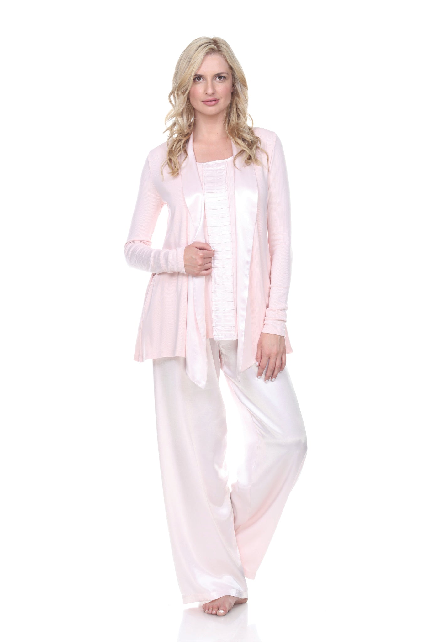 Shelby Rib Knit Cardigan With Satin Trim