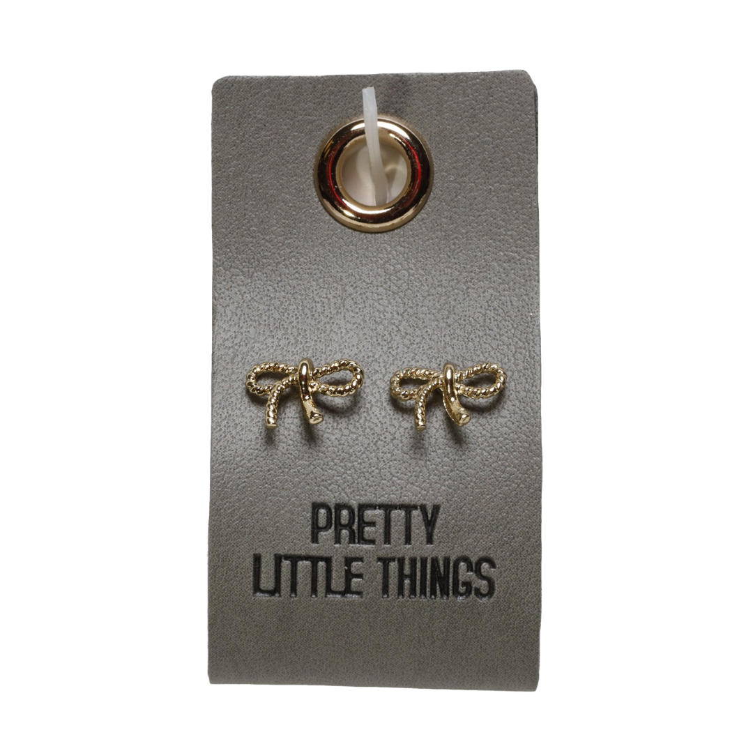 Stud Love Earrings with Leather Tag