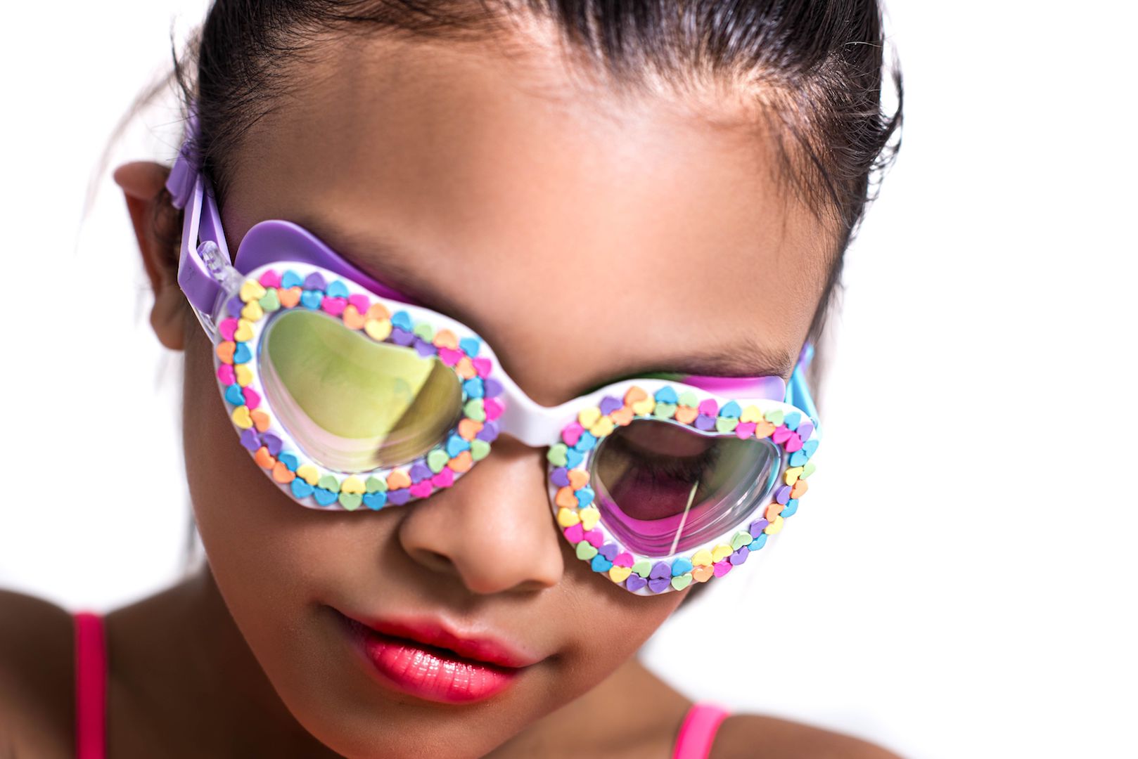 Rainbow Hearts Swim Googles