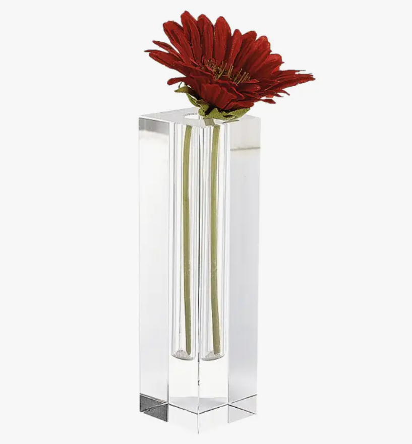 9" Handcrafted Crystal Square Optical Bud Vase
