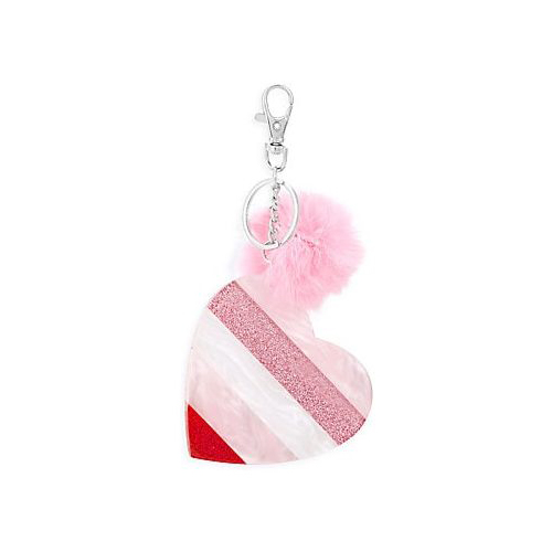 Lucite Heart Pom-Pom Keychain