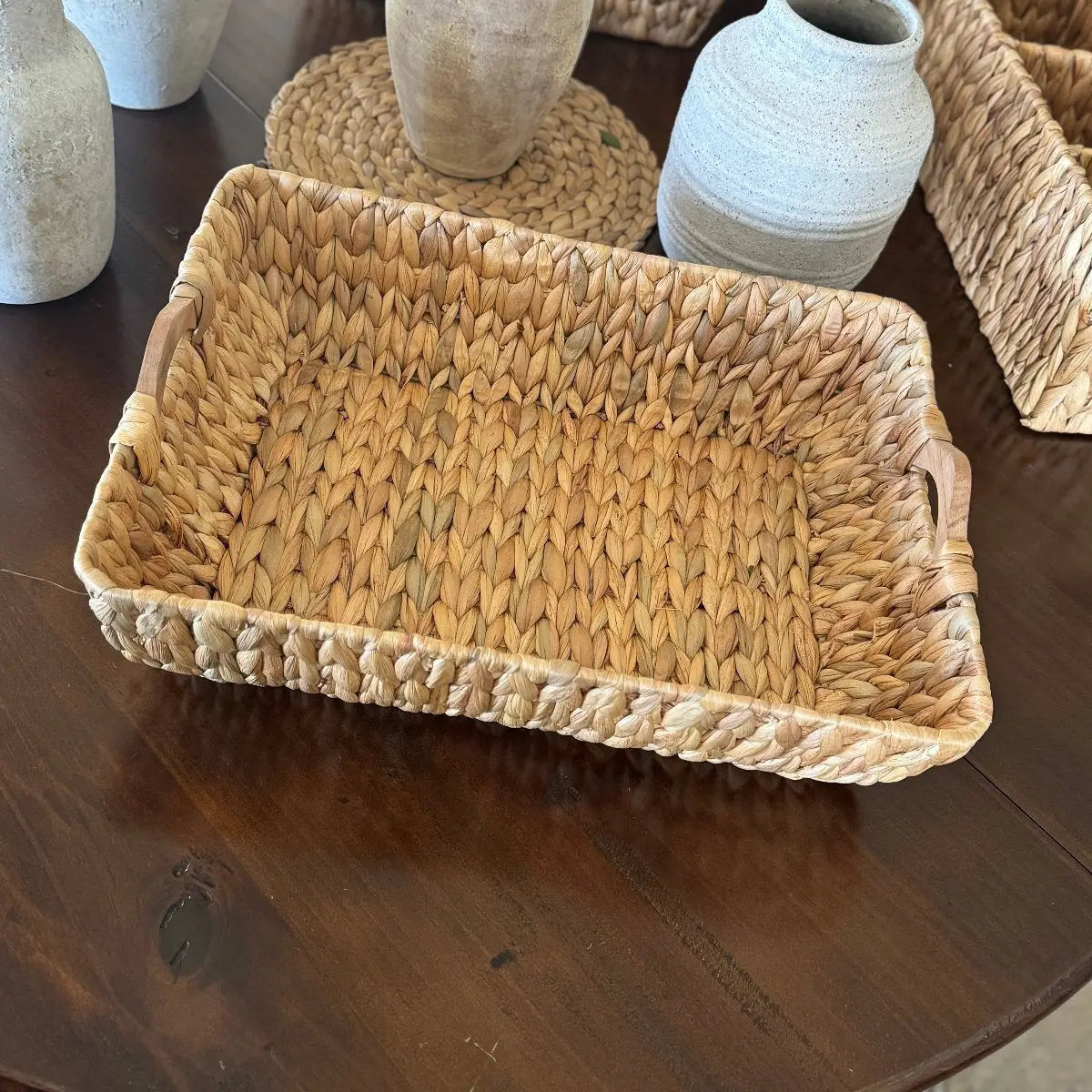 Curved Bottom Rectangular Hyacinth Basket