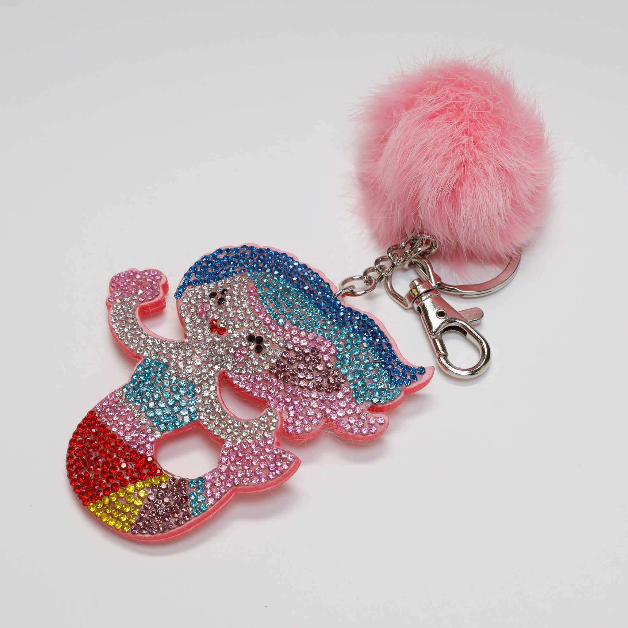 Mermaid Crystal Pom-Pom Keychain