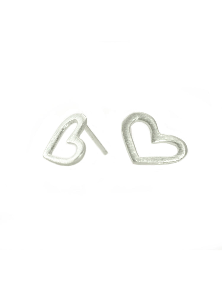 Open Heart Silver Stud Earring